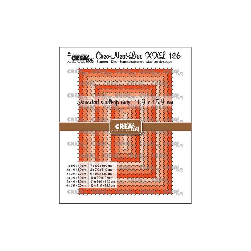 Crealies Rektangel die XXL Rectangles with inverted scallop  11,9x15,9cm