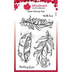 Woodware Clear Stamp set Boho feathers A6