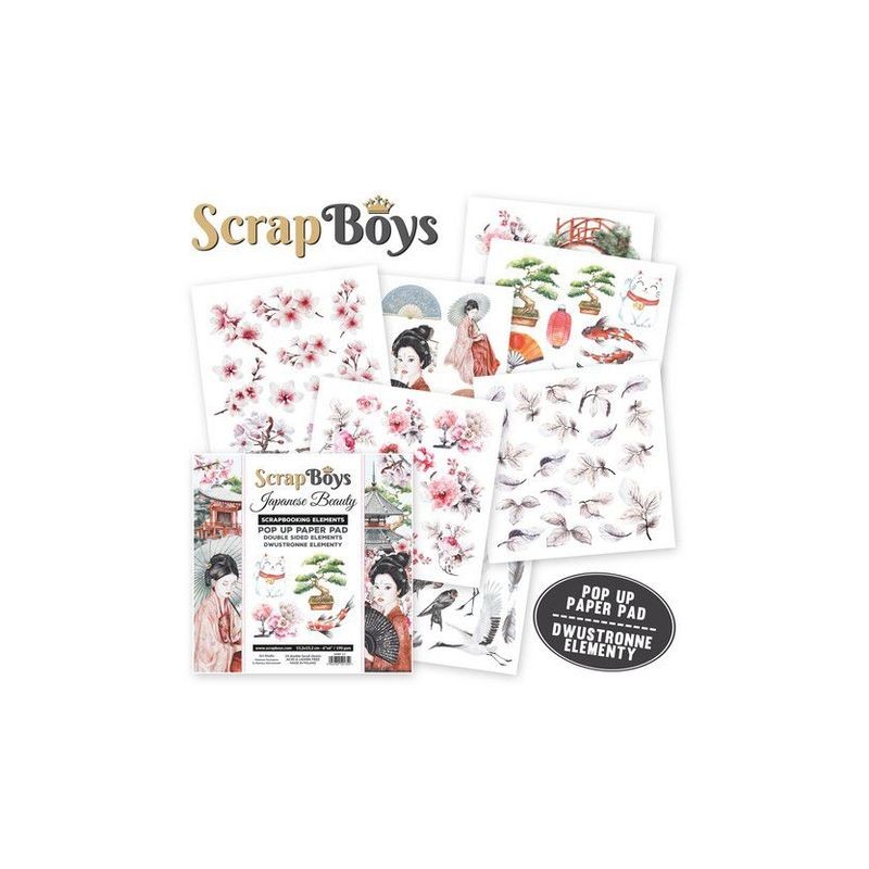 Scrapboys POP UP ej utstansade, double sided elements - Japanese Beauty  190gr 15,2x15,2cm