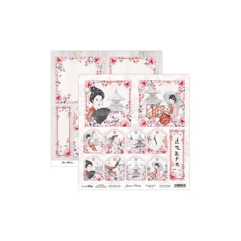 ScrapBoys Japanese Beauty paper sheet DZ  190gr 30,5x30,5cm JABE-06