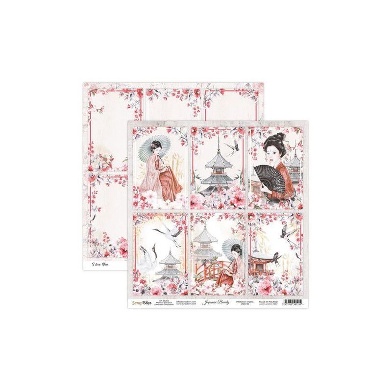 ScrapBoys Japanese Beauty paper sheet DZ  190gr 30,5x30,5cm JABE-05