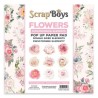 Scrapboys POP UP ej utstansade, double sided elements - Flowers / Roses  190gr 15,2x15,2cm