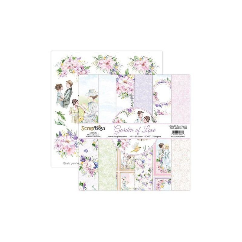 ScrapBoys Garden of love paperset 12 sh+cut out elements-DS  190gr 30,5x30,5cm