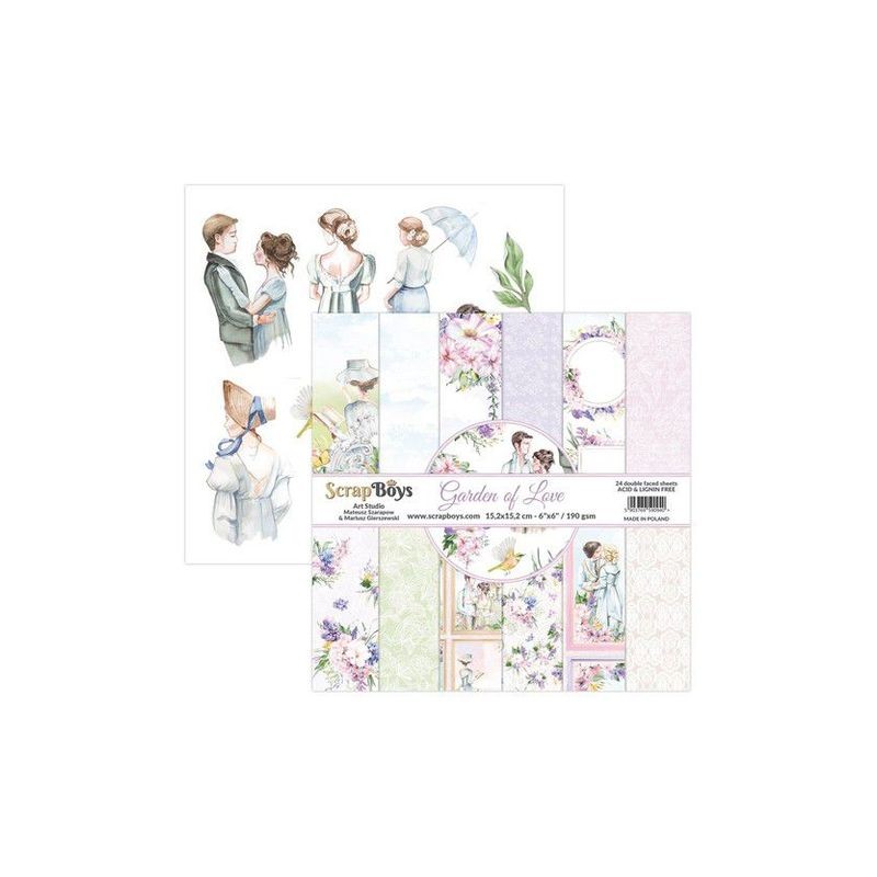 ScrapBoys Garden of love paperpad 24 sh+cut out elements-DS  190gr 15,2x15,2cm
