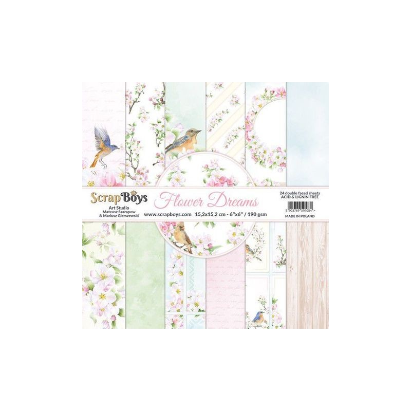 ScrapBoys Flower dreams paperpad 24 sh+cut out elements-DS  190gr 15,2x15,2cm