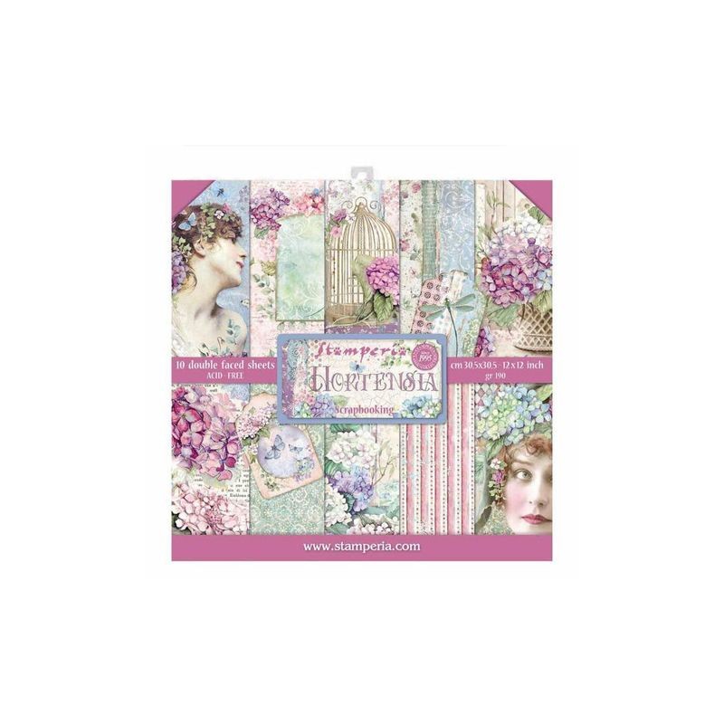 Stamperia Block 10 sheets 30.5x30.5 (12x12) Double Face "Hortensia"