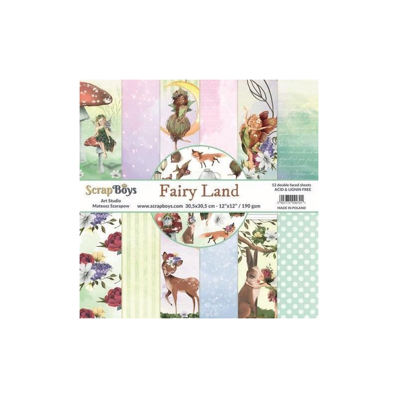 ScrapBoys Fairy Land paperset 12 vl+cut out elements-DZ  190gr 30,5cmx30,5cm