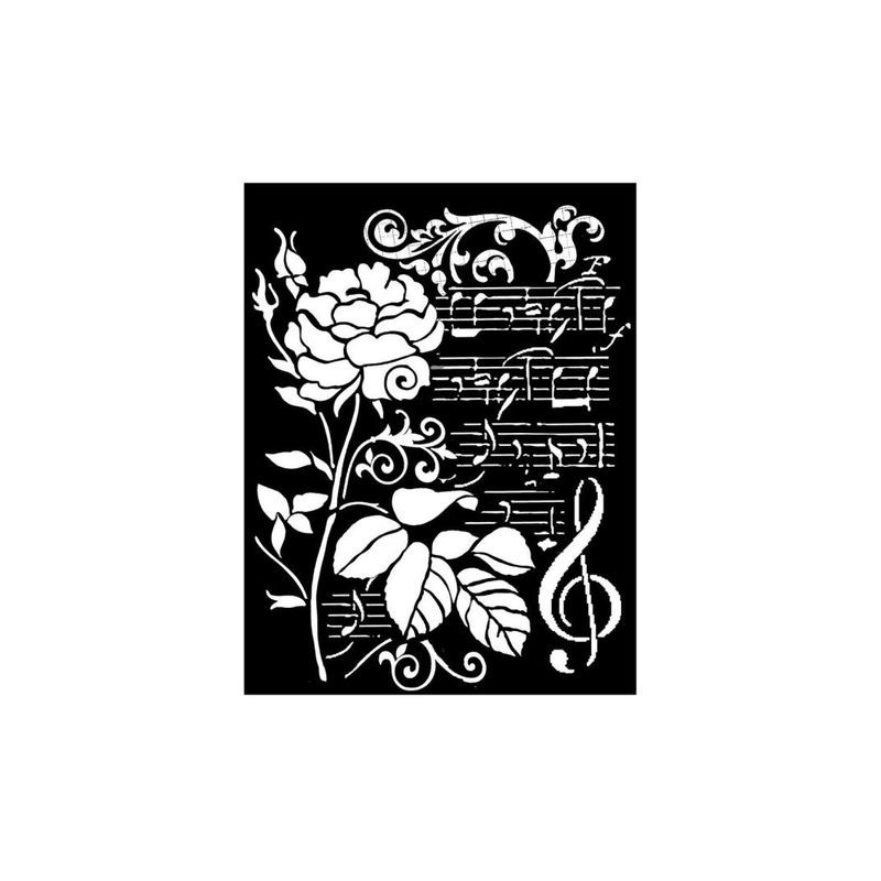 Stamperia Thick stencil cm. 20x25 Rose and music