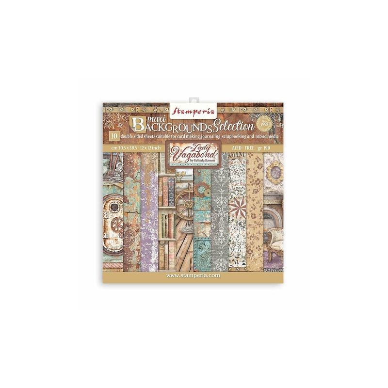 Carta Scrapbooking 30,5x30,5 Cm - Maxi Background Lady Vagabond - 10 Fogli - Stamperia