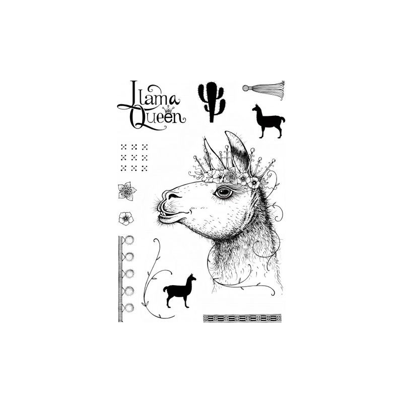 Creative Expressions  Pink ink A5 clear stamp llama queen