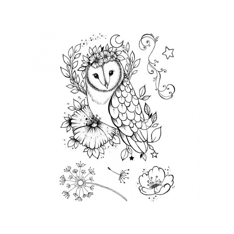 Creative Expressions  Pink ink Clear stamp A5 Midsummer owl