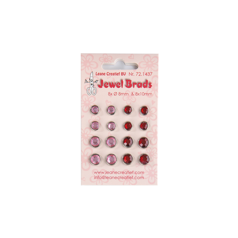 Leane Jewel Brads 8x8mm & 8x10mm - Bordeaux & Light Pink