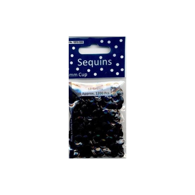 Sequins cup regular 10 GR 1000 Pcs i påse - Black