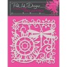 Creative Expressions  Pink ink stencil 8x8" cogs and wings