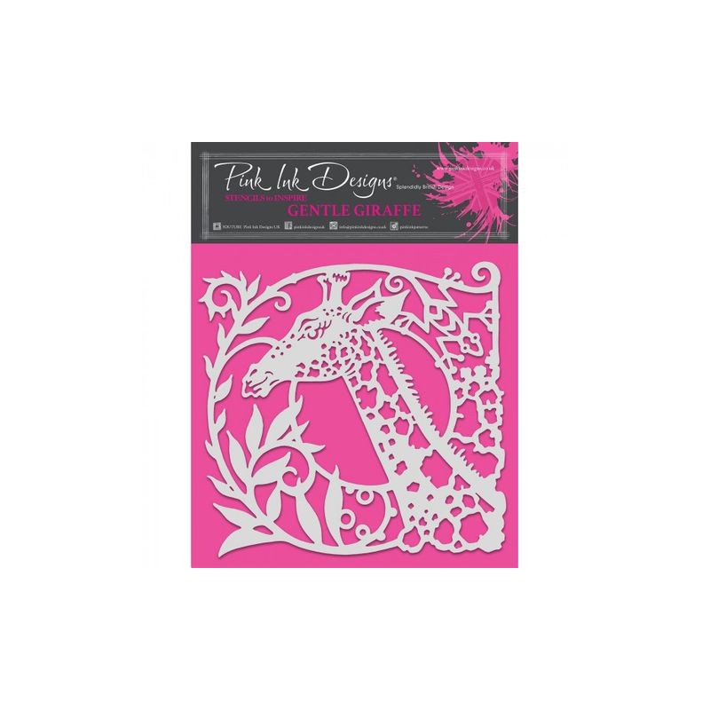 Creative Expressions  Pink ink stencil 8x8" gentle giraffe