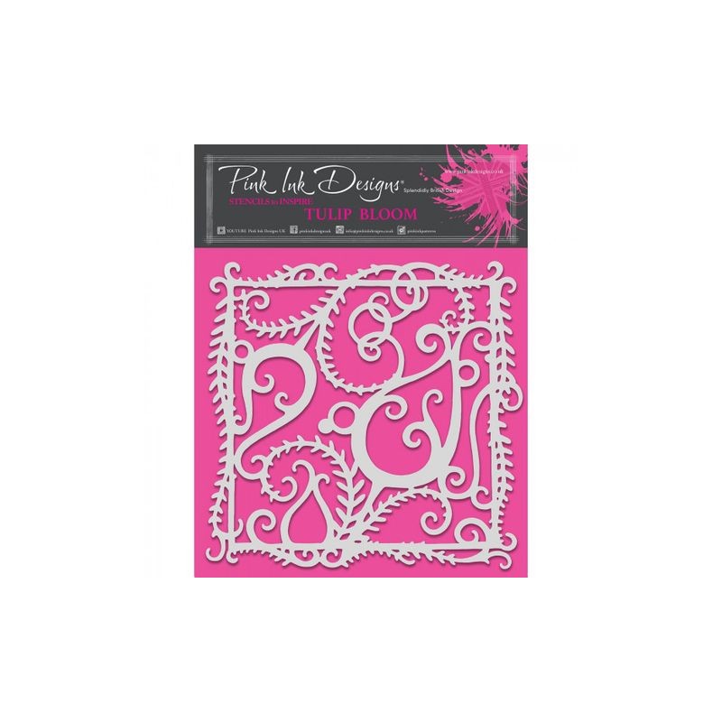 Creative Expressions  Pink ink stencil 8x8" tulip bloom