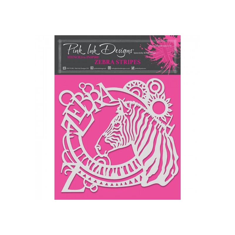 Creative Expressions  Pink ink stencil 8x8" zebra stripes
