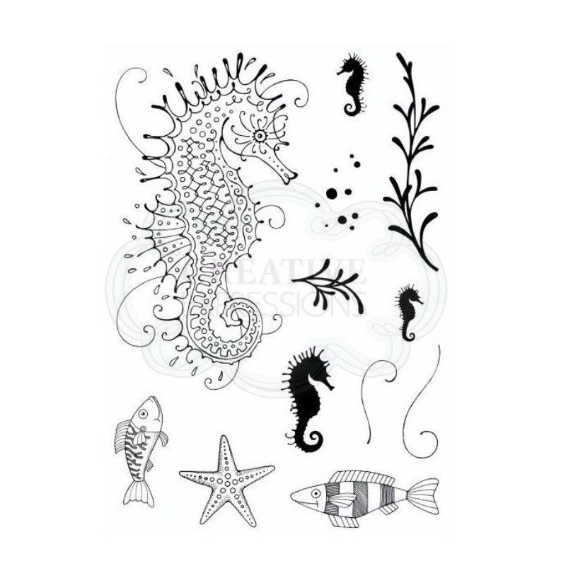 Creative Expressions Pink Ink  A6 Clear Stamp Seahorse :