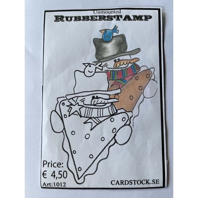 Cardstock.se Stämpel Snögubbe med fågel på hatt