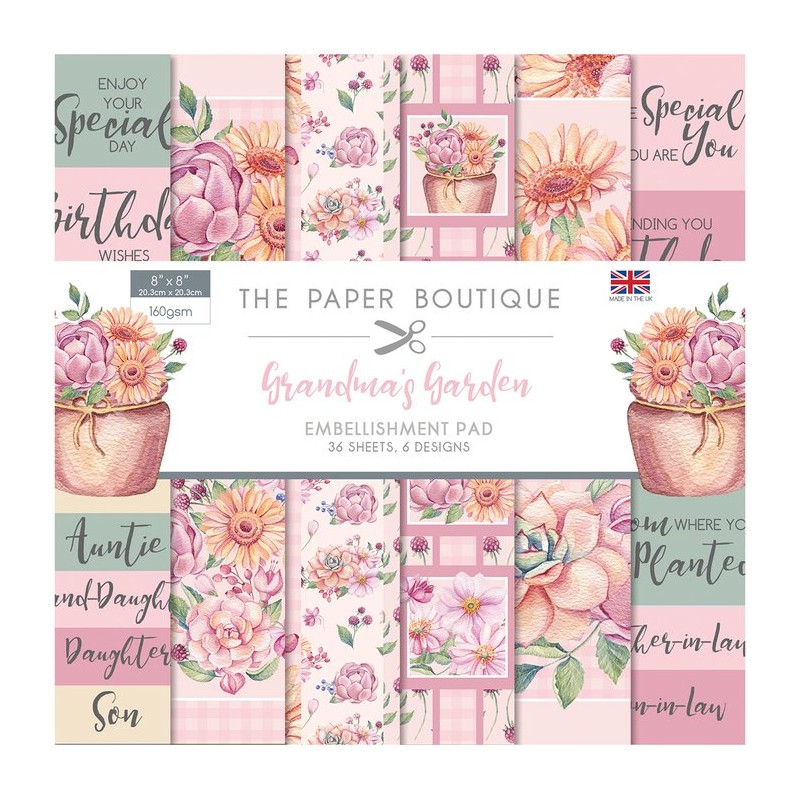 The Paper boutique grandma's garden 8x8" embellishments pad