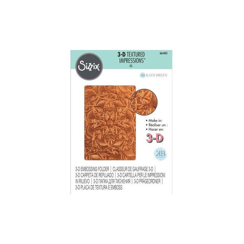 SIZZIX 3-D Textured EMBOSSINGFOLDER A6 Floral Mandala