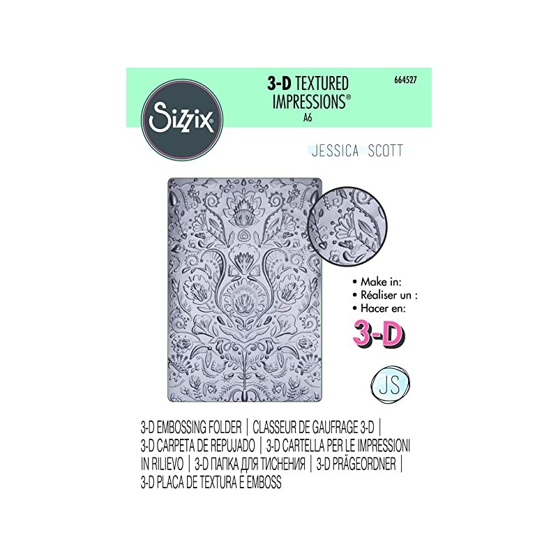 SIZZIX 3-D textured EMBOSSINGFOLDER A6 Folk Doodle
