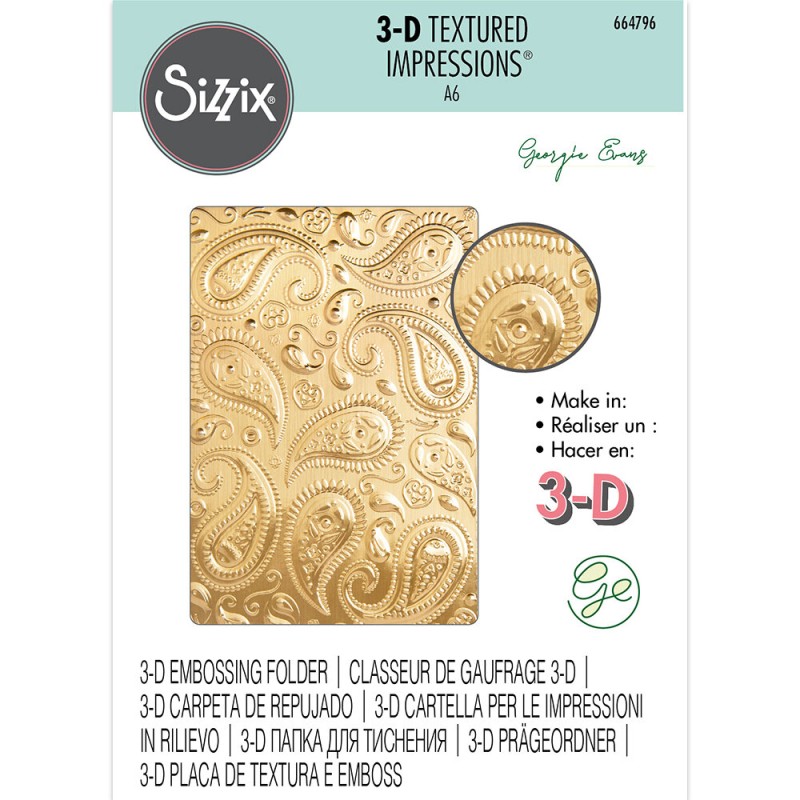 SIZZIX 3-D EMBOSSINGFOLDER A6 Paisley