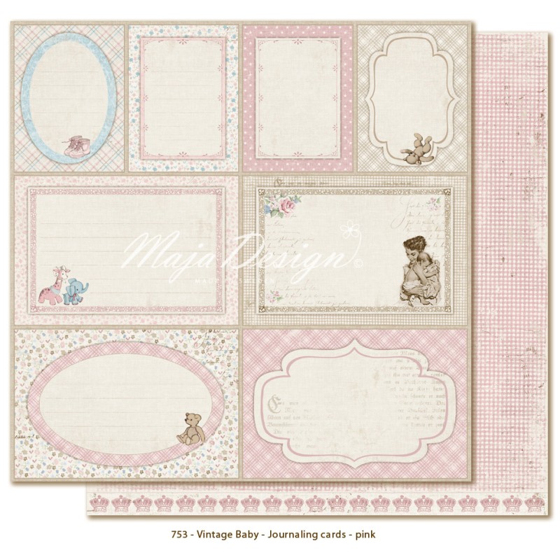 Maja Design Vintage Baby - 1 ark Journaling cards pink 12x12