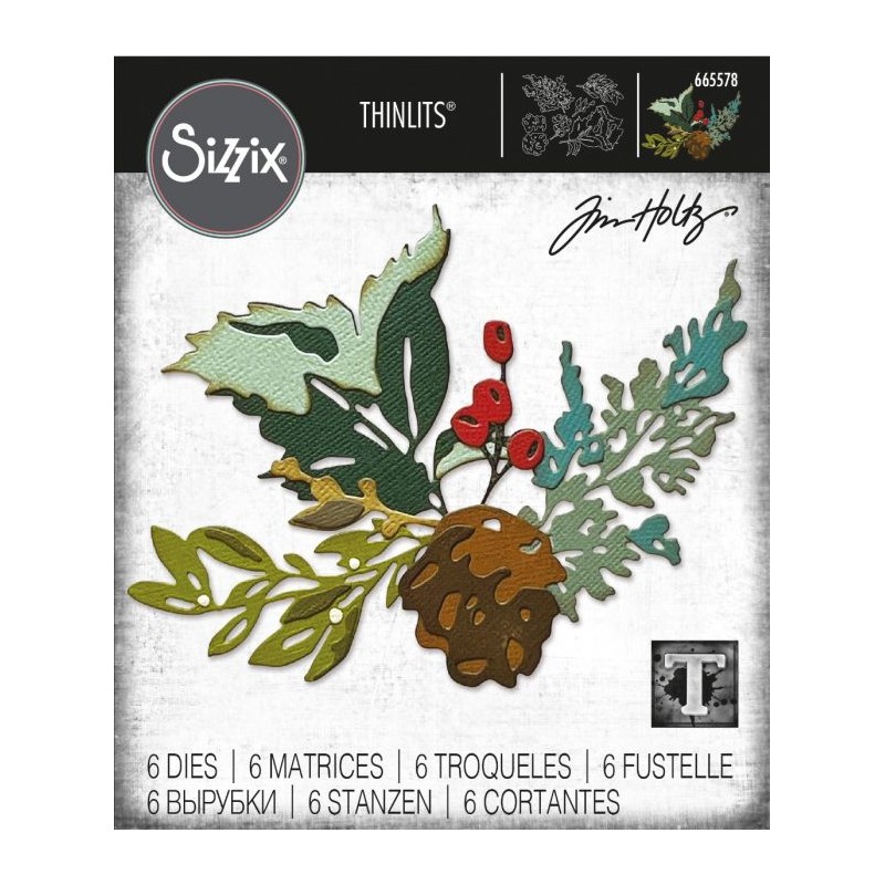 Sizzix Thinlits Die Set 6PK - Holiday Brushstroke 2  Tim Holtz