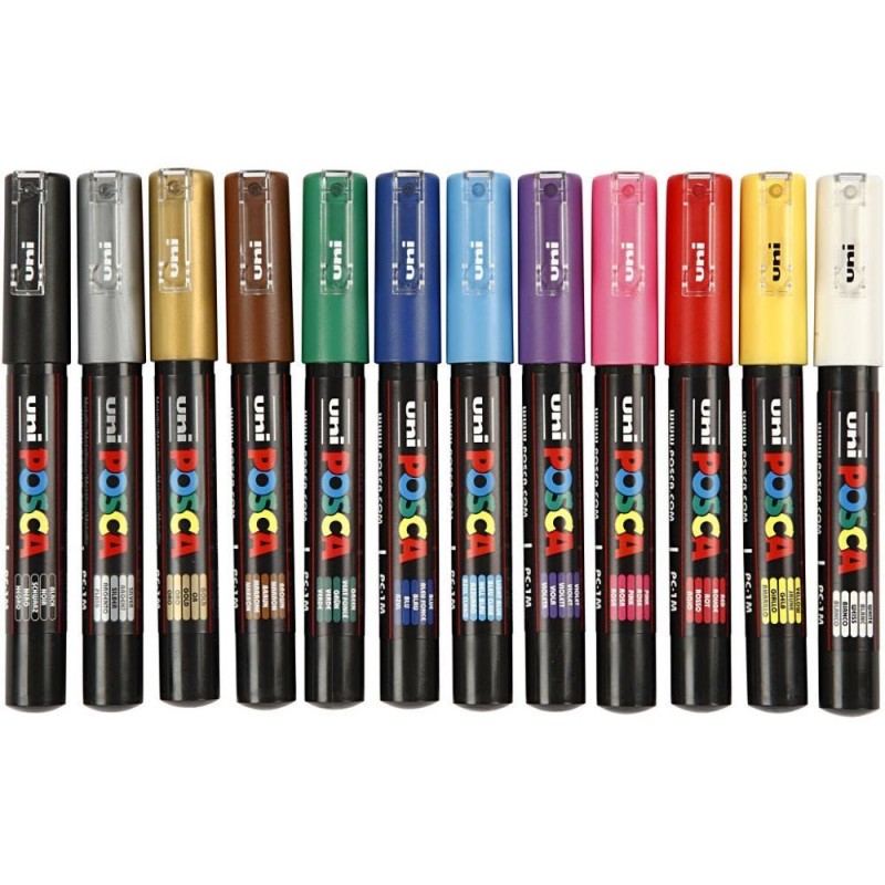 Posca Marker nr. PC-1M, spets 0,7 mm, mixade färger, 12 st./ 1 förp. 401558