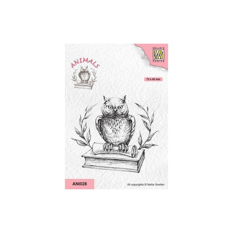 Nellie`s Choice Clearstamp - Owl on a Book  73x65mm