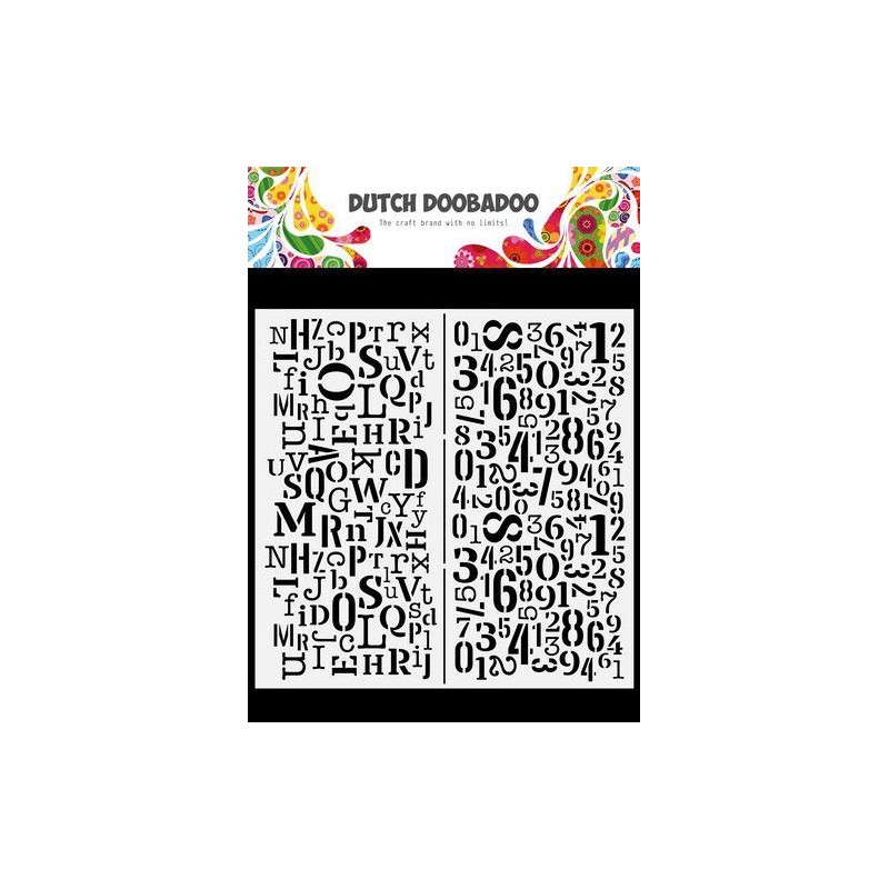 Dutch Doobadoo Mask Stencil Art Slimline Letters & Numbers  210x210mm