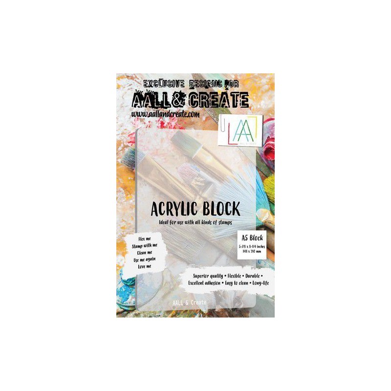 AALL & Create A5 Acrylic Block  2mm flexible acrylic block to fitA5 Stamps.