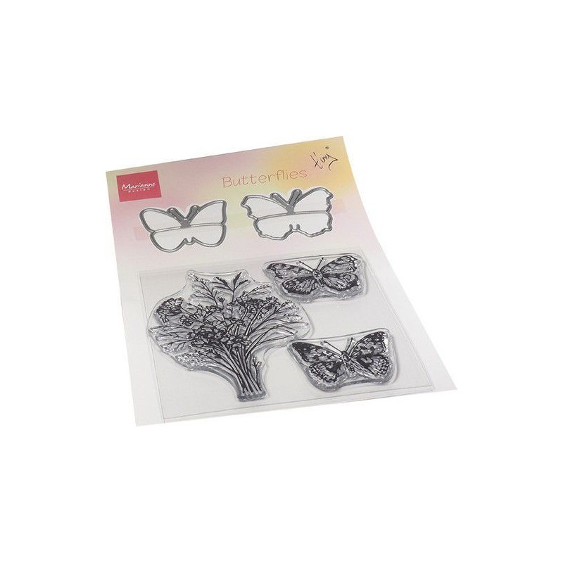 Marianne D Clear Stamp & die set Tinys Butterflies  120x185mm