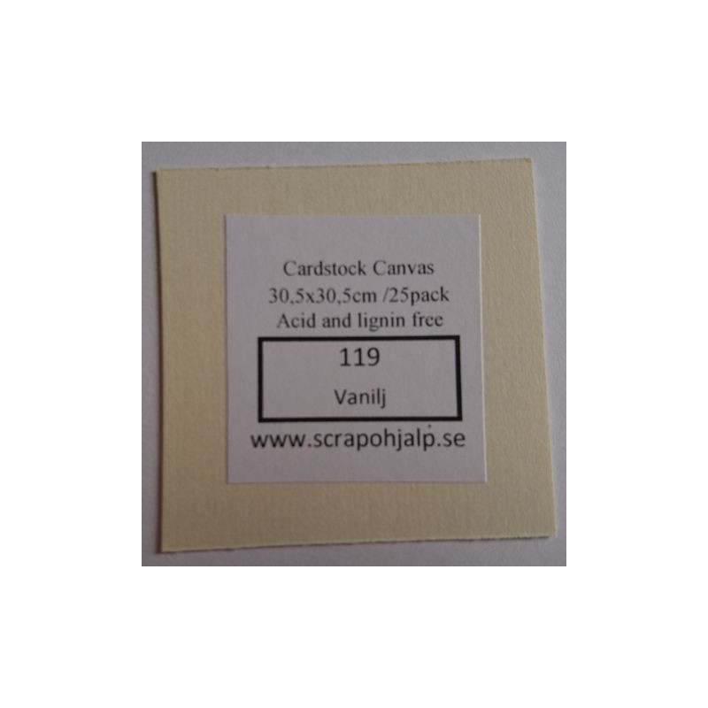 Scrap & Hjälp Cardstock Vanilj 12"x12" 25 pack eller styckvis SoH119
