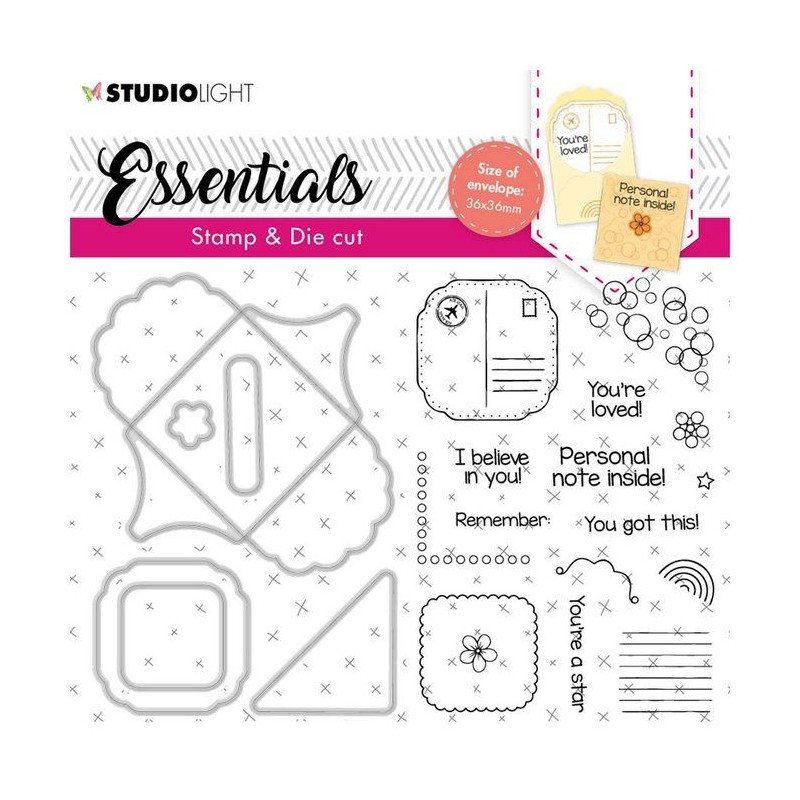 Studio Light  Essentials stamp & die cut Square fancy envelope Essentials