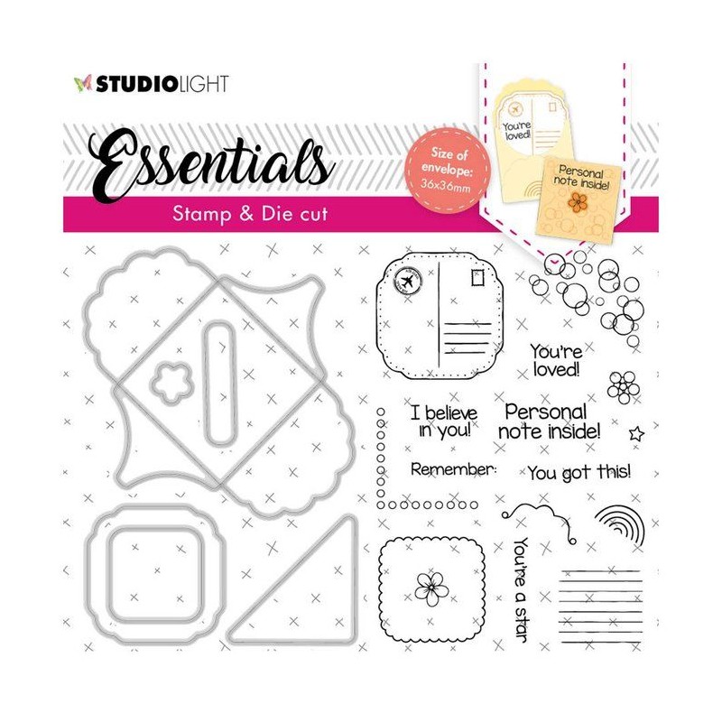 Studio Light Essentials stamp & die cut Square fancy envelope Essentials