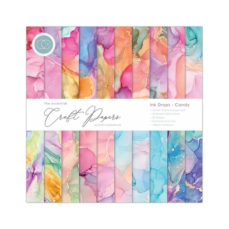 Craft Consortium The Essential Craft Papers - 12x12 - Ink Drops - Candy