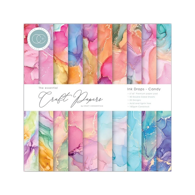 Craft Consortium The Essential Craft Papers - 6x6 - Ink Drops - Candy