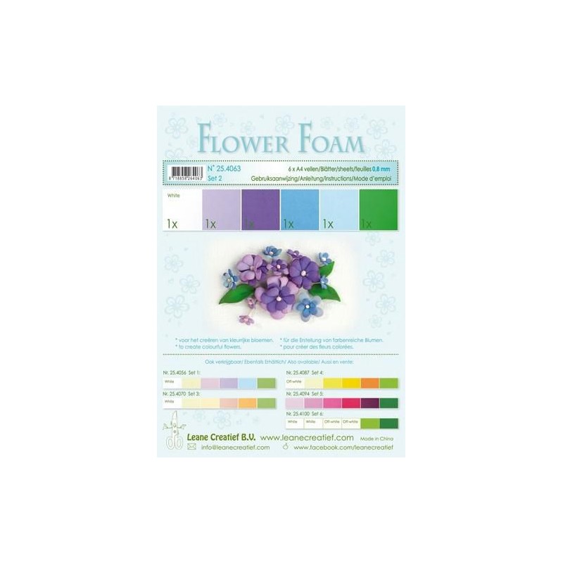 LeCrea - Flower Foam assort. 2, 6 sheet A4 blue-violet  0.8mm