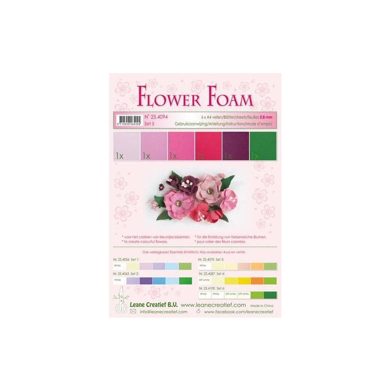 LeCrea - Flower Foam assort. 5, 6 sheets A4 red-pink  0.8mm