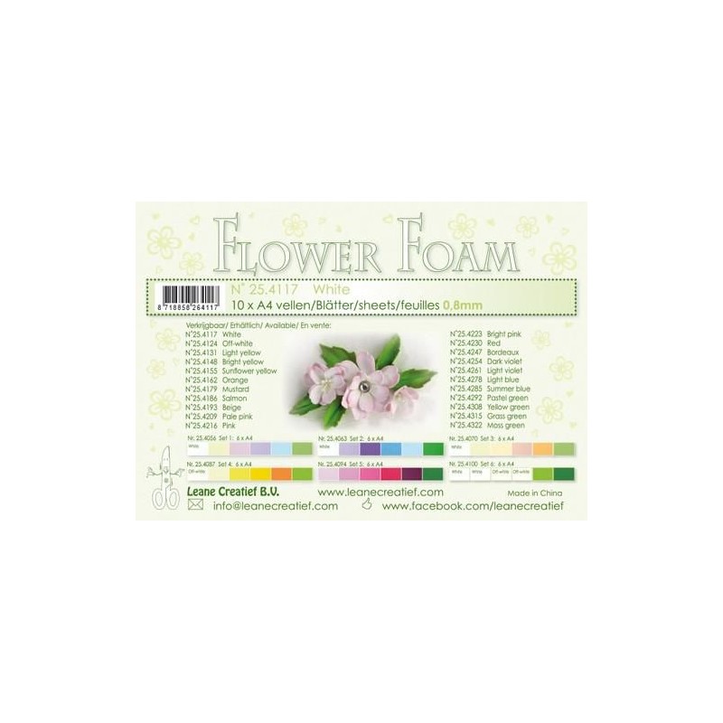 LeCrea - 10 Flower Foam sheets A4 White 25.4117 0.8mm