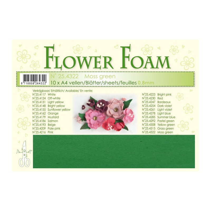 Leane 1 ark Flower Foam A4 0,8mm "Moss Green"