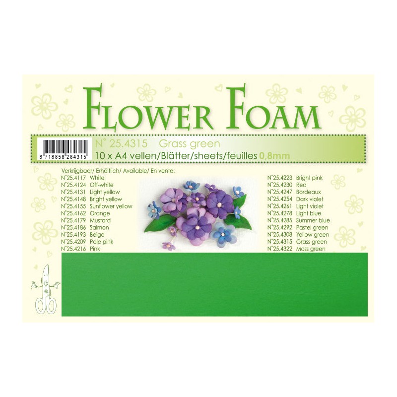 Leane 1 ark Flower Foam A4 0,8mm "Grass Green"