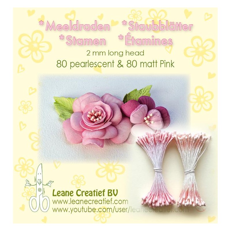 LeCrea -Pistiller Stamen 2mm 80 Matt + 80 Pearl "Pink”