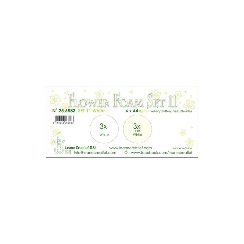 LeCrea - Flower Foam set 11 6 sht 2x3 White colours  A4