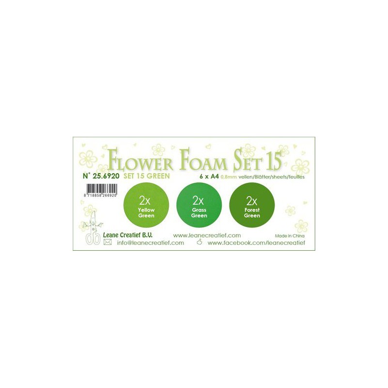 LeCrea - Flower Foam set 15 6 sht 3x2 Green colours  A4