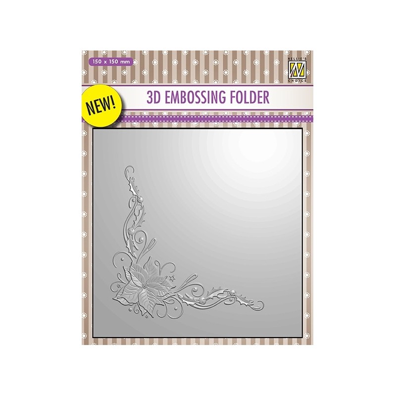 Nellies Choice 3D Emb. folder Poinsetta corner  152x152mm