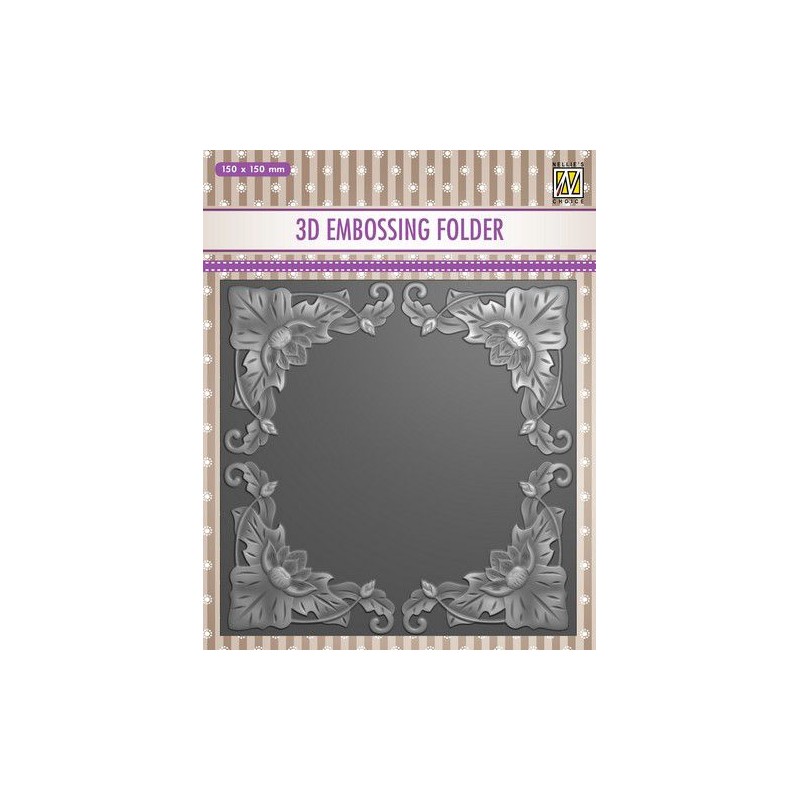 Nellie‘s Choice 3D Emb. folder Exotic flower frame  150x150mm