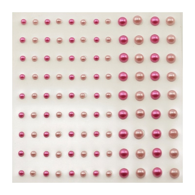 Vaessen Creative • Adhesive half pearls 3+5mm 108pcs Fuchsia